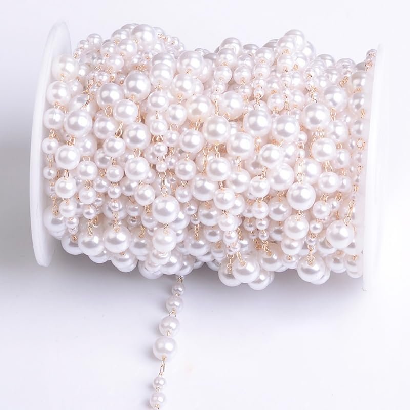 GIOTEL Beading 1M Beaded Copper Chain Pearl Chain Handmade Necklace Bracelet DIY Jewelry Making Crafts Components Jewelry Production Chain (Color : KC 3-9mm, Size : 1meter)