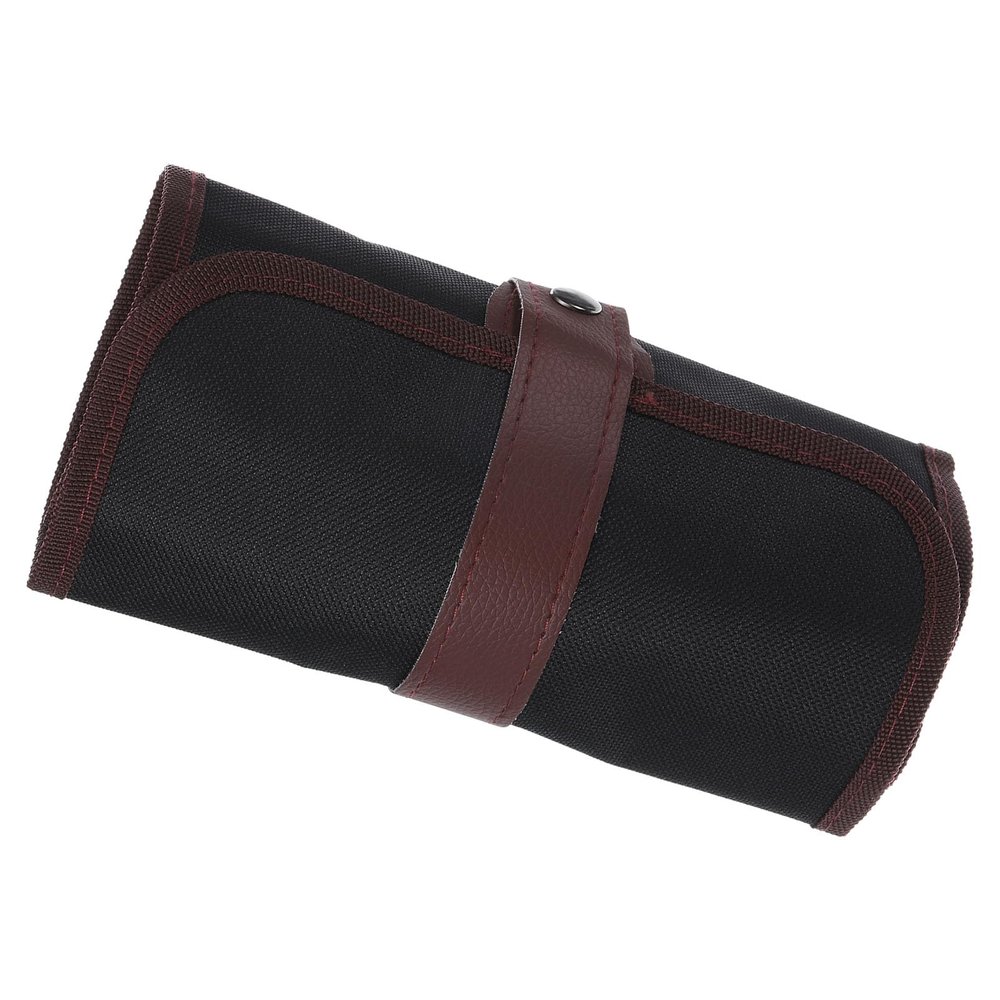 PATIKIL Handmade 24 Slots Roll Up Pencil Case, Oxford Cloth Pencil Wrap Pouch Pen Holder Organizer for Artist Drawing Coloring Sketching, Brown/Black