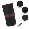 PATIKIL Handmade 24 Slots Roll Up Pencil Case, Oxford Cloth Pencil Wrap Pouch Pen Holder Organizer for Artist Drawing Coloring Sketching, Brown/Black view 3