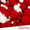130pcs Craft Pom Pom Balls,Multisize Bulk Pom Poms Arts Crafts Pompoms for DIY Creative Crafts Decorations(Red+White) view 3