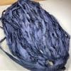 10 yd Recycled Sari Silk Ribbon Dark Blue/Grey Tassel Boho Junk Craft Art Supply view 1