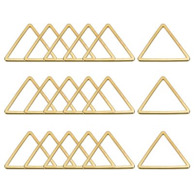 MECCANIXITY Triangle Earring Beading Hoop, Triangle Hollow Frame Charm 17mm/ 0.67" Brass Tone Geometric Linking Ring for Jewelry Making, Pack of 50