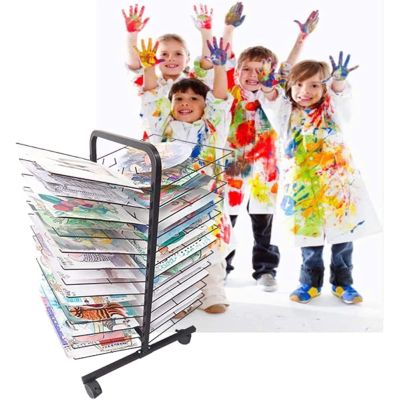 THEGA Art Drying Rack - Double Sided Drying Rack, 26-Shelf Mobile Drying Painting Racks, Mobile Metal Art Storage Rack, Paint Drying Rack, Metal Artwork Storage Display Rack