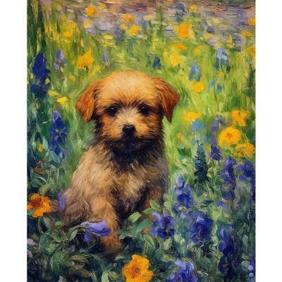 Tucocoo Cute Dog Paint by Number for Adults, DIY Digital Oil Painting Kits on Canvas with Brushes and Acrylic Pigment, Garden Animal Puppy Abstract Style for Home Wall Decor 16x20 inch (Frameless)