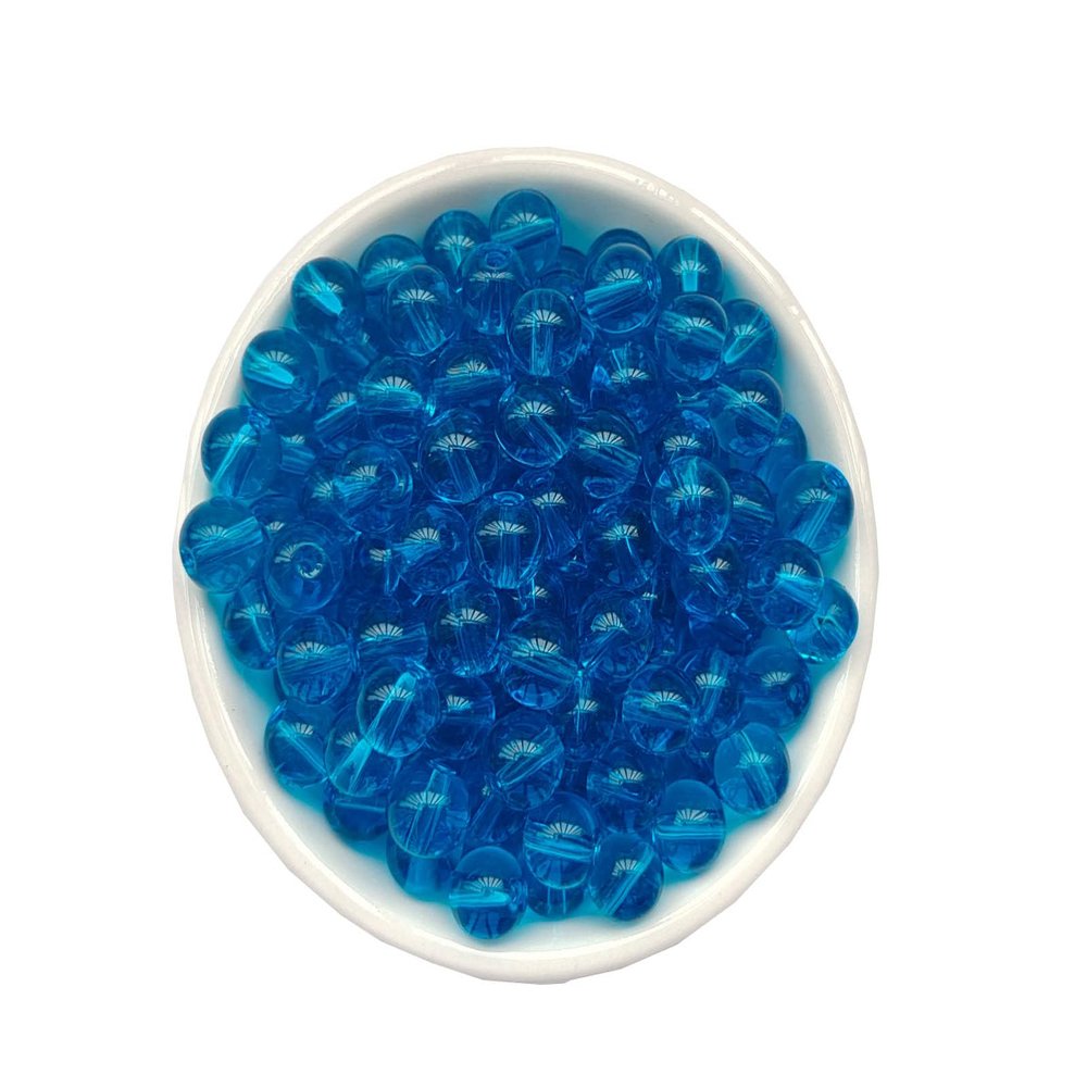 Glass Beads 6mm 140pcs Round Smooth Loose Beads for Bracelet Necklace Jewelry Making Craft DIY6mm, 50604 Lake Blue