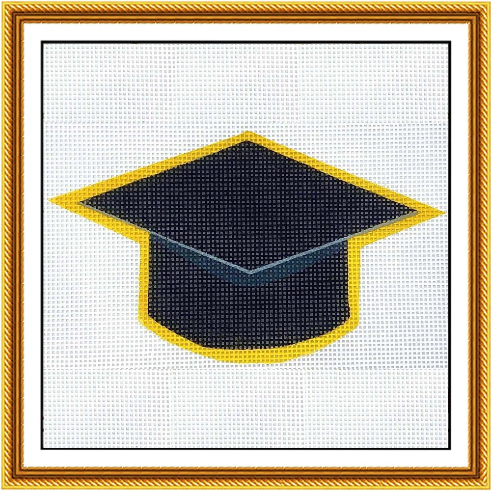 Sacramento Stitchery Pre-Painted Canvas, 18CT Embroidery Crafting Arts for Adults Beginners(Yellow Graduation hat, 35 Inch)