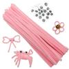 Cldamecy 100 pcs Light Pink Pipe Cleaners with 20 pcs Googly Eyes,Chenille Stems for Craft Project,Craft Pipe Cleaners for DIY Projects,Arts and Holiday Decoration view 1