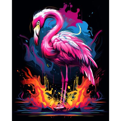 Tucocoo Pink Flamingo Paint by Number for Adults DIY Digital Oil Painting Kits on Canvas with Brushes and Acrylic Pigment, Animal Realistic Cartoon Graffiti Style for Home Decor 16x20inch (Frameless)