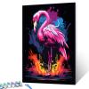 Tucocoo Pink Flamingo Paint by Number for Adults DIY Digital Oil Painting Kits on Canvas with Brushes and Acrylic Pigment, Animal Realistic Cartoon Graffiti Style for Home Decor 16x20inch (Frameless) view 3