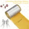 WILLBOND 2 Rolls Christmas Velvet Ribbon Wired Edge Trim Wrapping Fabric Ribbon for Gift Wrapping Bow Making and DIY Crafts Garland Wreath Tree Topper Decor(4 Inch X 6 Yards,Silver) view 2
