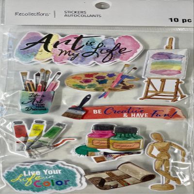 Recollections Artist 10 pc Stickers Paint Brush Canvas Easel Palette