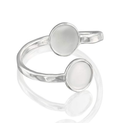 925 Sterling Silver 2 Pcs Adjustable - 6 to 8 Ring Base - 6mm Round Bezel Cup Setting - DIY Blank Rings for Jewelry Making Supplies - Adjustable Fit - Ring Blanks for Stones