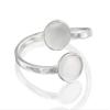 925 Sterling Silver 2 Pcs Adjustable - 6 to 8 Ring Base - 6mm Round Bezel Cup Setting - DIY Blank Rings for Jewelry Making Supplies - Adjustable Fit - Ring Blanks for Stones view 1
