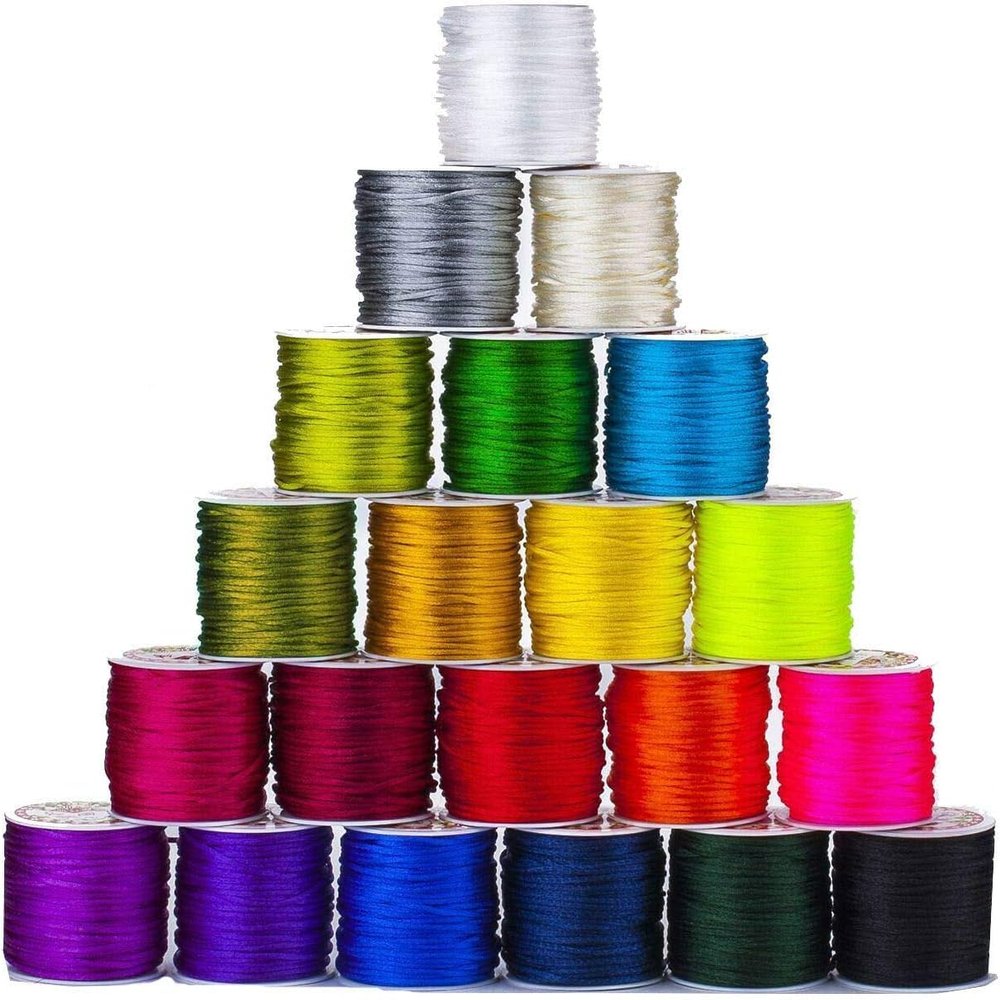 2mm Thick Rattail Satin Silky Nylon Cord String, Ideal for Crafts Beading Cord & Jewelry Making in 23 Beautiful Colours by Neotrims UK. [Purple, 25 Meters]