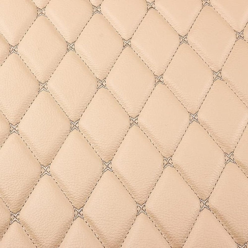 LANOBA Diamond Faux Leather Vinyl Quilted Foam Fabric with 1/4" Thick Foam Backing for Upholstery Car Headliner Headboards Furniture DIY Projects,60" x 39.37" (Skin)