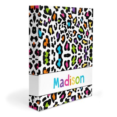 Cat Cheetah Rainbow 3 Ring Binder 2" Personalized Name Back to School Supplies Teacher Office Birthday Girl Boy Kids Adult Custom Gift Christmas Birthday Holiday Homeschool Organizer