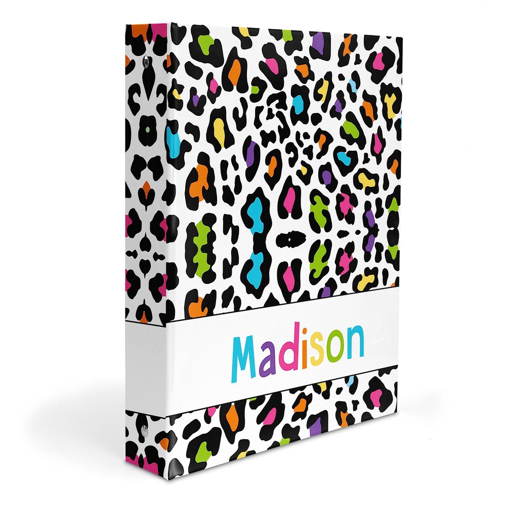 Cat Cheetah Rainbow 3 Ring Binder 2" Personalized Name Back to School Supplies Teacher Office Birthday Girl Boy Kids Adult Custom Gift Christmas Birthday Holiday Homeschool Organizer