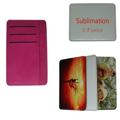 Sublimate Wallet Ultra-thin Card bag Women's wallets Blank Leather Front Pocket Wallet DIY Crafts (Pink)