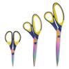 BambooMN Titanium Softgrip Scissors Set for Sewing, Arts, Crafts, Office - Blue w/Yellow - 10 Sets of 3 view 1