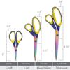 BambooMN Titanium Softgrip Scissors Set for Sewing, Arts, Crafts, Office - Blue w/Yellow - 10 Sets of 3 view 2
