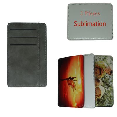 Sublimate Wallet Ultra-thin Card bag Women's wallets Blank Leather Front Pocket Wallet DIY Crafts (Gray)