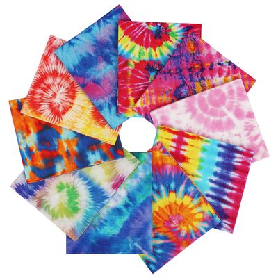 Craftido -25 Options- 100% Cotton Quilting Fabric Bundles 10pcs Fat Quarters 18x21-Medium Weight 5.2 oz- Soft Cotton for Quilting, Sewing Project, Patchwork, DIY Crafts - TIE DYE