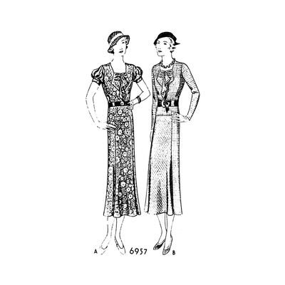 Past Patterns 6957-1930s Dress with Vest Front Sewing Pattern Bust Size 36"
