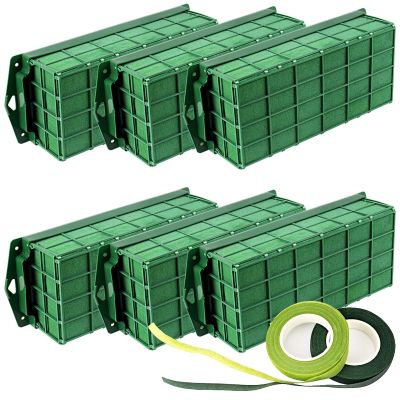Takytao Floral Foam Cage 6 Pack, Dry Flower Cage Holders, Green Foam Cage Blocks for Fresh Flower Arrangements Decoration, Wedding, Interior and Garden