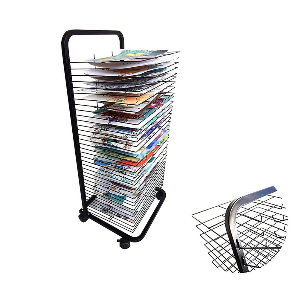 Sturdy Metal Art Rack - Mobile Paint Drying Rack, Floor-standing Art Shelf Storage Rack On Wheels, Mobile Classroom Studio Home Painting Drying Rack, Foldable To Save Space Drying Rack ( Size : 25-lay
