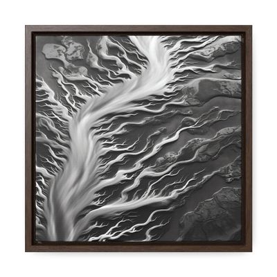 Ink River - Gallery Canvas Wraps, Square Frame Walnut Premium Gallery Wraps (1.25) 12 x 12 (Square)