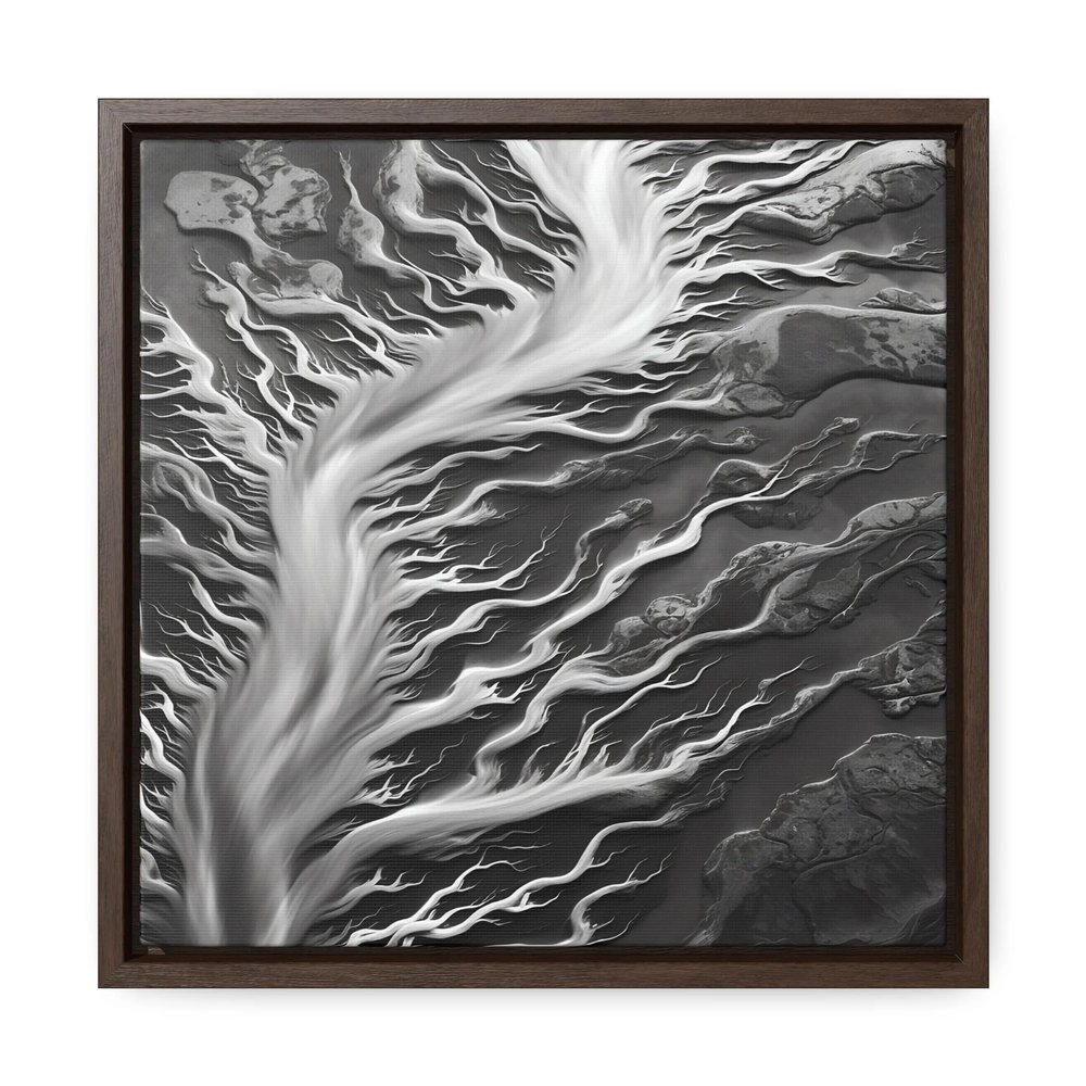 Ink River - Gallery Canvas Wraps, Square Frame Walnut Premium Gallery Wraps (1.25) 12 x 12 (Square)