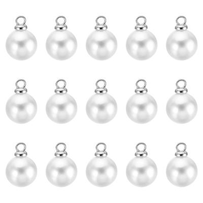 PATIKIL (8mm Pearl Charm, 150Pcs Pearl Beads Faux Pearl Pendant Charm Beautiful Designer DIY for Jewelry Making Bracelets Earrings Necklace Wedding Crafts,Silver White
