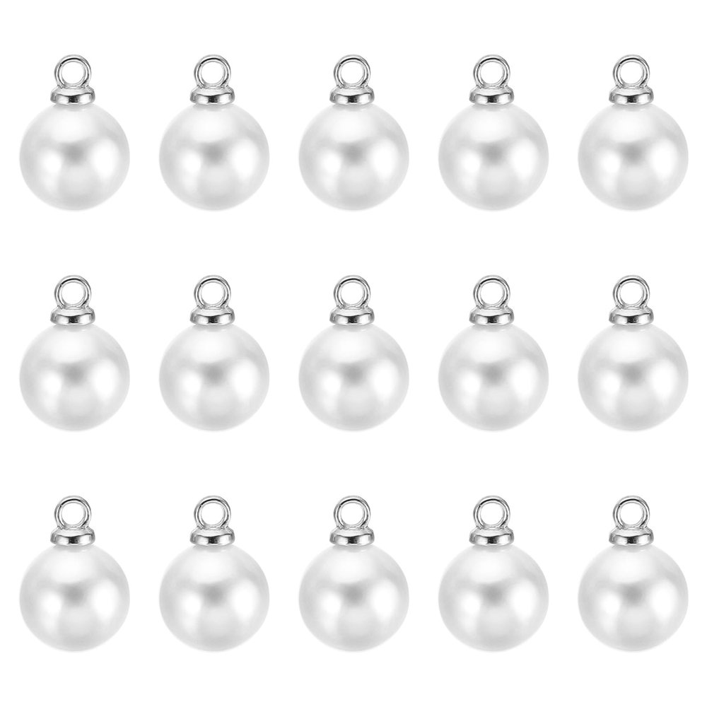 PATIKIL (8mm Pearl Charm, 150Pcs Pearl Beads Faux Pearl Pendant Charm Beautiful Designer DIY for Jewelry Making Bracelets Earrings Necklace Wedding Crafts,Silver White