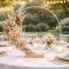 6 Pack Floral Hoop with Stand and 38-Yard Paddle Wire 24 Inch Metal Rings for DIY Centerpiece Table Decorations Crafts Macrame Rings Hoop Wreath Dream Catcher Rings Wedding Christmas Wreaths, Silver view 2