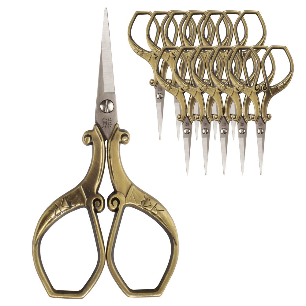 JubileeYarn Chinese Wing & Cloud Embroidery Craft Scissors - Bronze - 10 Scissors