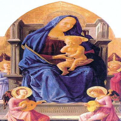 Art Oyster Masaccio Madonna with Child and Angels - 15" x 30" Premium Canvas Print