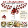 Ladybug Floral Picks Set of 24 - Red Ladybugs on Wire Stems - 8" Decorative Ladybug Picks for Crafts - Flower Arrangements - DIY Decor - Garden Projects - Wreaths & Centerpieces view 3