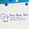 Wood Handle Rectangular Wisconsin State Love Address Stamp, Uses Stamp Pad, Traditional Rubber Stamp, Wisconsin Stamp, Size 7/8" x 2-1/4" view 4