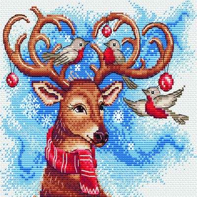 MP Studia Cross Stitch Embroidery Kits for Adults and Beginners Animals - Dreamy Deer 22x18cm/8.66x7.09 14ct.