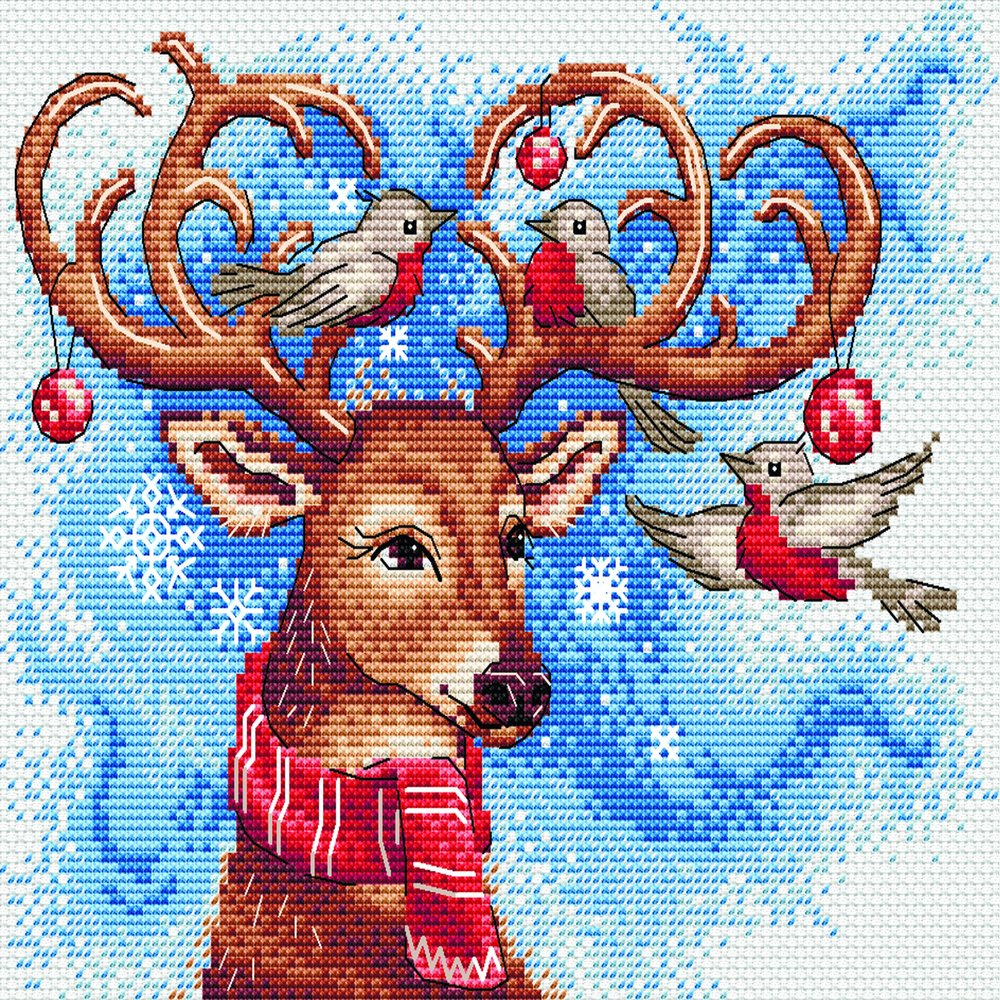 MP Studia Cross Stitch Embroidery Kits for Adults and Beginners Animals - Dreamy Deer 22x18cm/8.66x7.09 14ct.