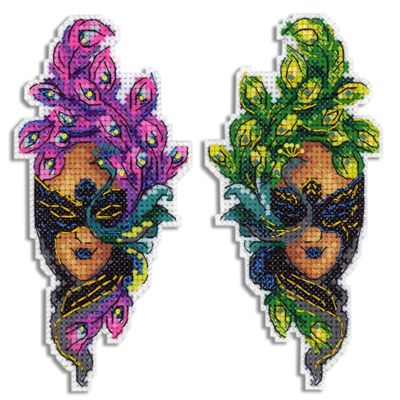 MP Studia Cross Stitch Embroidery Kits for Adults and Beginners People - Mask Peacock 13x6cm/5.12x2.36 14ct.