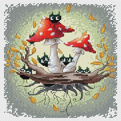 MP Studia Cross Stitch Embroidery Kits for Adults and Beginners Mushrooms - We are here 20x15cm/7.87x5.91 14ct.