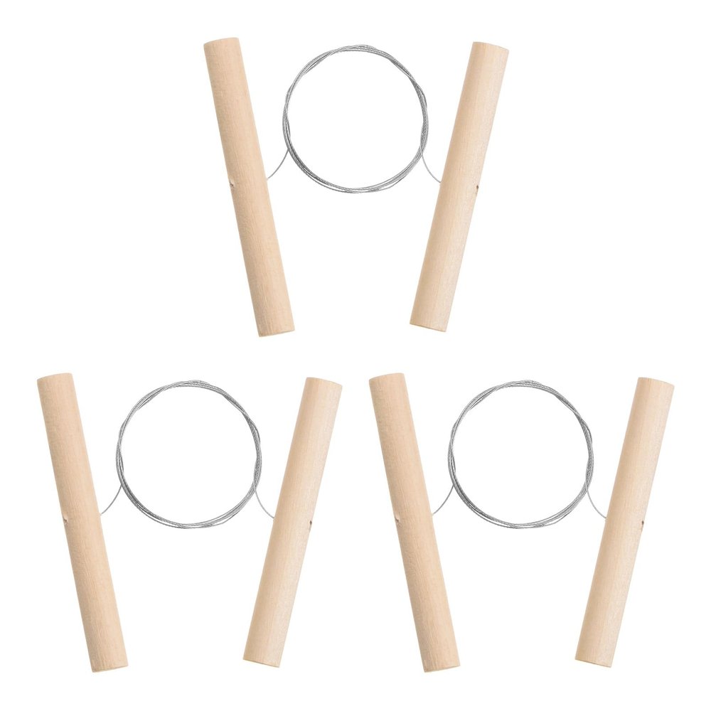HARFINGTON 4pcs Wire Clay Mud Cutting Tool Wire Clay Cutter Curly Cutoff Tool Cheese Dough Cutting Tools for Pottery Wheel Clay Ceramic Making, 27.17 Inch Wooden Silver
