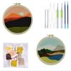 2 Pack Mountains,Dusk Easy Punch Needle Embroidery Starter Kits for Kids and Adults Beginners with Punch Needle Tool,Threader, Stamped Fabric Embroidery,Hoop,Pen, Punch Needle Kits view 1
