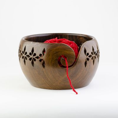 Wooden Yarn Bowl Handmade Large Rosewood Yarn Bowls for Knitting & Crocheting Accessories Yarn Organizer ARTISANS CRAFT BEYOND MANUFACTURING (Large)