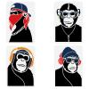 FINGERINSPIRE 4Pcs 4 Styles Hiphop Chimpanzee Stencil 8.3x11.7inch Orangutan Pattern Drawing Template Gorilla with Headphones Stencil Plastic Monky Stencil for Painting on Wall Wood DIY Home Decor view 1