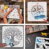 FINGERINSPIRE 4Pcs 4 Styles Hiphop Chimpanzee Stencil 8.3x11.7inch Orangutan Pattern Drawing Template Gorilla with Headphones Stencil Plastic Monky Stencil for Painting on Wall Wood DIY Home Decor view 4