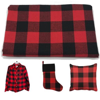 2" Red Black Buffalo Christmas Plaid Fabric 4.5oz Shirting Flannel for Festive Furnishings Craft Costume Dress Cotton Blend Width 57 Inch (2 Yard pre Cut)