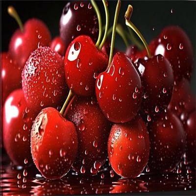 RMSGOZO 5D Washed Cherries Diamond Painting Kits - Fresh Fruit Full Round Diamond Art Kits for Adults and Kids, for Wall Decor & Store Decor Gifts (16 X 16 Inch)
