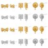 DICOSMETIC 48Pcs 3 Styles Geometric Earring Stud Findings Alloy Earring Findings Textured Bowknot Square Round Earring Posts with Loop for DIY Earring Jewelry Making, Hole: 1-2mm view 1
